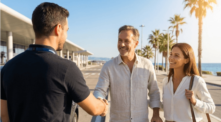 Driver meeting passengers at Tangier Ibn Battouta Airport